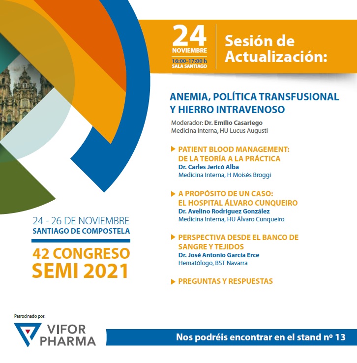 CSL_spain's tweet photo. Si asistes al Congreso #42SEMI, resérvate mañana día 24 de 16:00-17:00 para #Actualización en #Anemia, política #transfusional y #hierrointravenoso.
¡No te lo puedes perder! https://t.co/aGCx1ch8l9