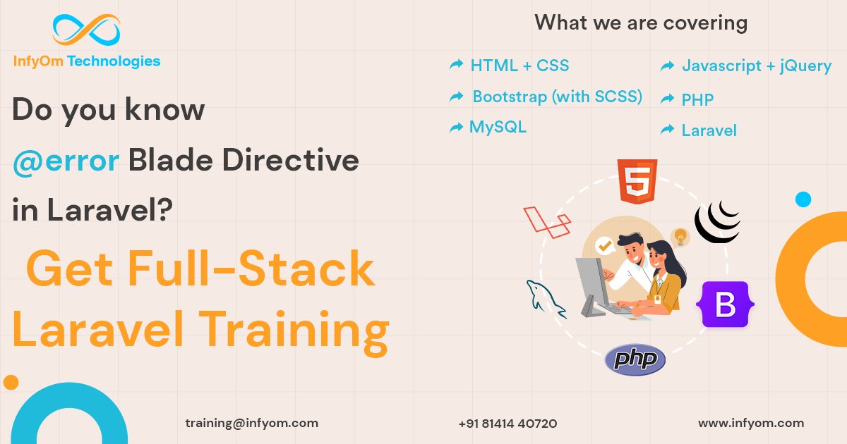 infyom's tweet photo. Do you know @error Blade Directive in Laravel ?

Get Full-stack Laravel Training by @InfyOm Technologies

#laravel #php #MySQL #bootstrap #html #CSS3 #javascript #jQuery #training #itcompany #infyom #surat https://t.co/fPP4KOTY3D