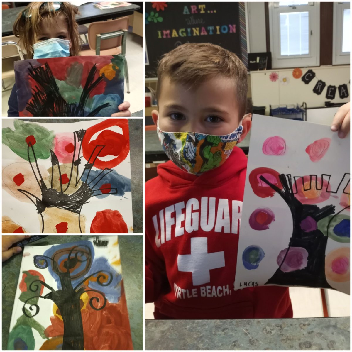 MrsStJacques's tweet photo. Our artistic kindergarten class created fall trees inspired by Wassily Kandinsky's concentric circles...great job! @FSDVikings https://t.co/IsViy1nFzV