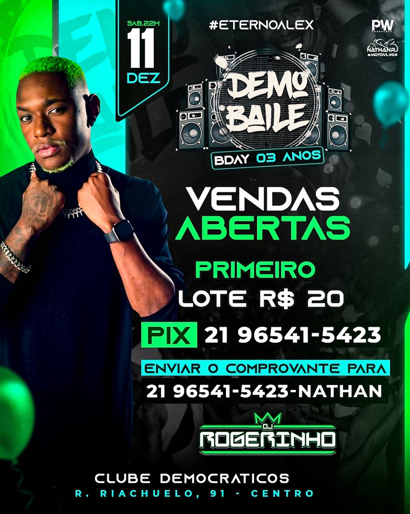 demobaile's tweet photo. 🎟 VIRADA DE LOTE

Poucas unidades do 1º lote, garanta já o seu‼️‼️

📲Informações ou reservas: 21 99423-7409 • PW https://t.co/hipmsaQTQN