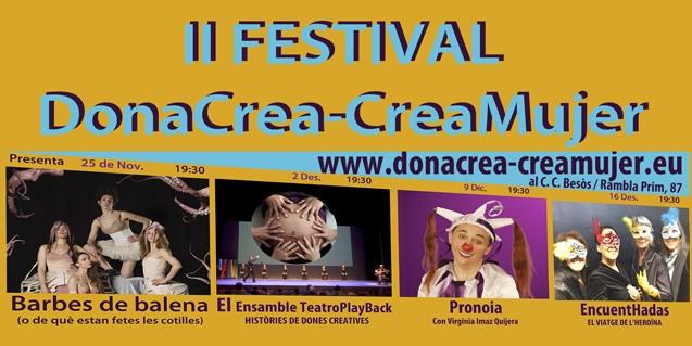 bcncultura's tweet photo. 📢 El @ccivicbesos acull el #festival 'Dona Crea – Crea Mujer 2021'!
👉 El certamen té la voluntat de mostrar la manera com les 👩 #dones veuen i interpreten el 🗺️ món a través de quatre 🎭 obres #teatrals amb visió de gènere.
📅 25/11, 2, 9 i 16/12
ℹ️ https://t.co/qXrcAqgDK4 https://t.co/VIUHQ0snSY
