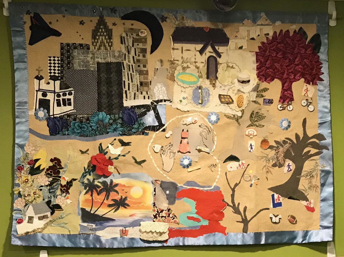 QueensMemory's tweet photo. Sharing Solange Baptiste's Story Quilt - created as part of the Memories of Migration: Making a Talking Family Story Quilt workshop series held at Fresh Meadows Library in 2017. @QPLNYC #QPLDigitalArchive https://t.co/45FU1GyFgh