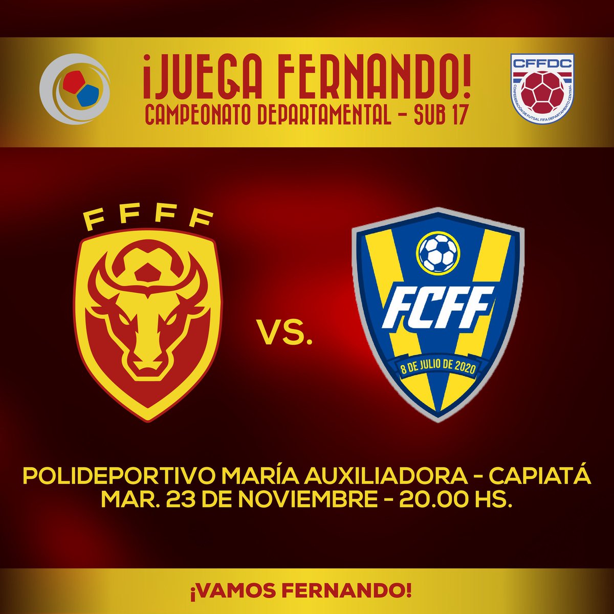 FFFF_Futsal's tweet photo. ¡GANAR O GANAR!

Fernando de la Mora se juega su clasificación en el #CampeonatoNacionalSub17 ante Capiatá.

⌚ 20.00 hs.
🏟️ Polideportivo María Auxiliadora - Capiatá

¡Vamos, los pibes! ❤️💛 https://t.co/hEZLczMdhq