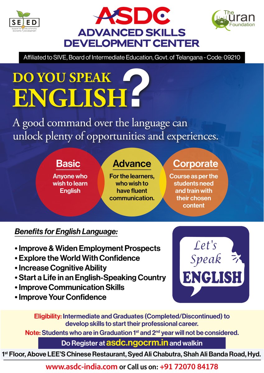 asdc_india's tweet photo. Do you speak English? Learn English Language Proficiency for FREE.
#asdc #english #EnglishLanguage #proficency #advancedskills https://t.co/Qjt6ArWzmZ