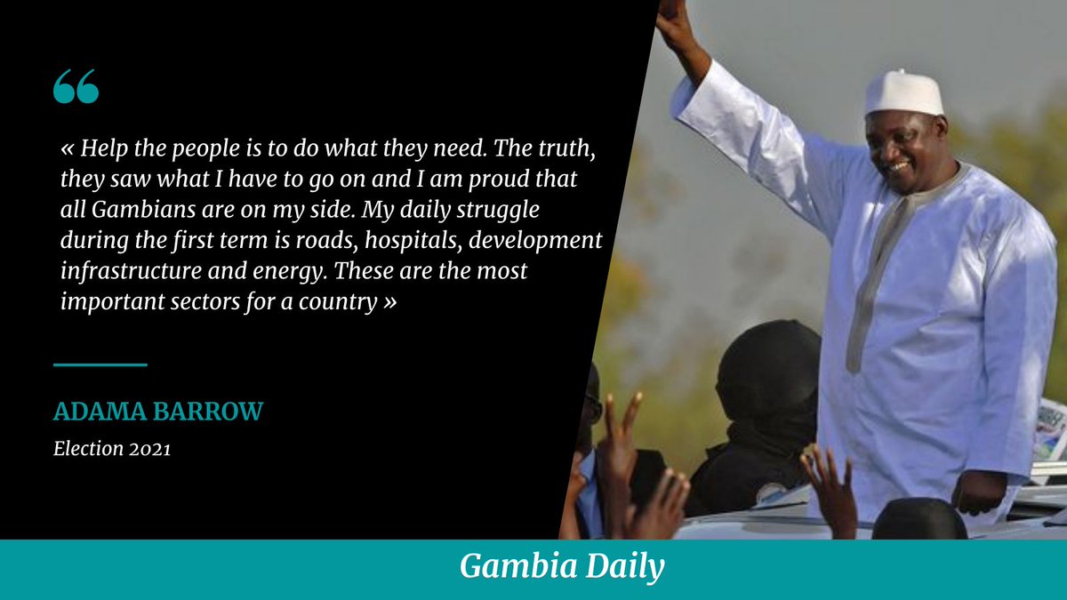 gambia_daily's tweet photo. Adama Barrow flaunts his ambitions : ยซ If I am re-elected for a second termโฆ ยป
#BarrowPresident #GambiaDecides2021 #Gambia https://t.co/LIbk8W78CZ