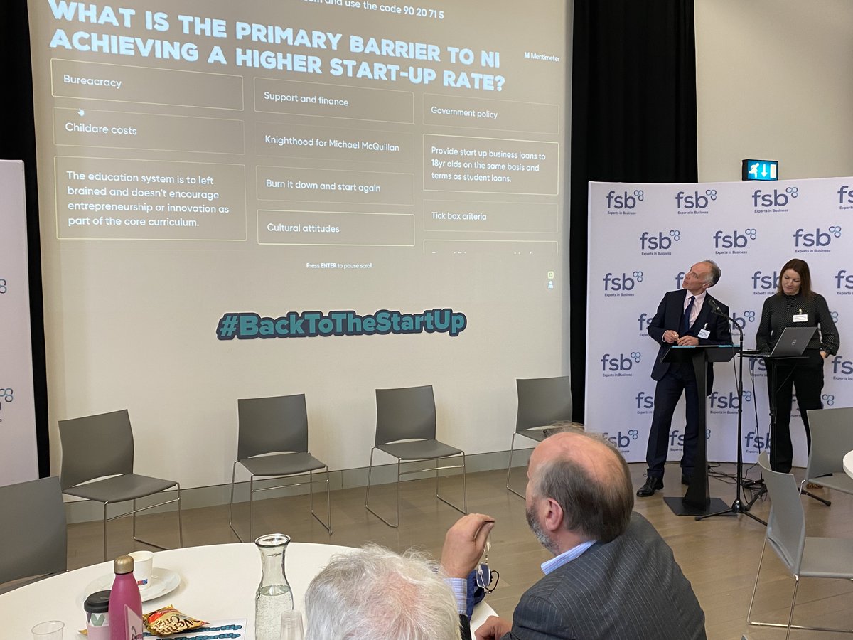 FSB_NI's tweet photo. Some thoughts from participants on what is the primary barrier to increasing start-ups.
Absence of childcare policy and lack of support featuring heavily.
#BackToTheStartUp https://t.co/DrLjzow51j