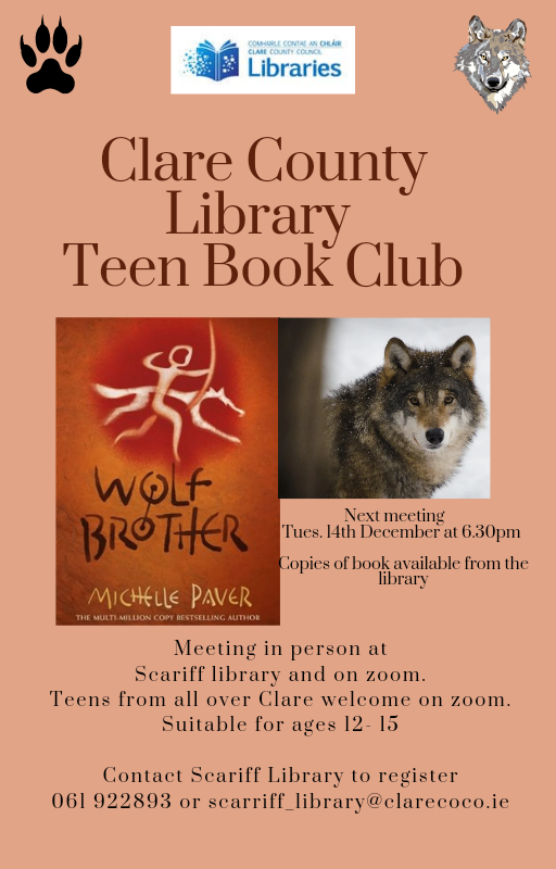 clarelibrary's tweet photo. Teenagers aged 12-15 from Co. Clare are welcome to join our #teenbookclub on Tuesday December 14th @ 6.30pm on zoom and in person at #scarifflibrary.
To register call 061922893. Copies of the book are available at Scariff or your local library.
#zoombookclub #LibraryBookClub https://t.co/d2rlxFkBUB