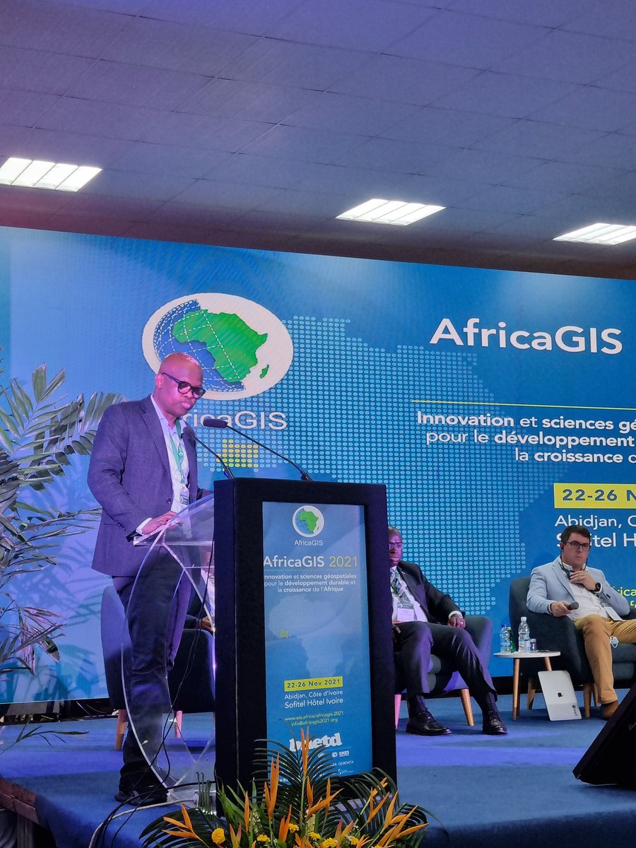 cndongo's tweet photo. @amibiaka highligting to the partners the need to invest in #GeospatialInformation for the continent towards #TheAfricaWewant at #AFRICAGIS2021 currently held in #Abidjan #CotedIvire https://t.co/Jyi6Fs97Cn