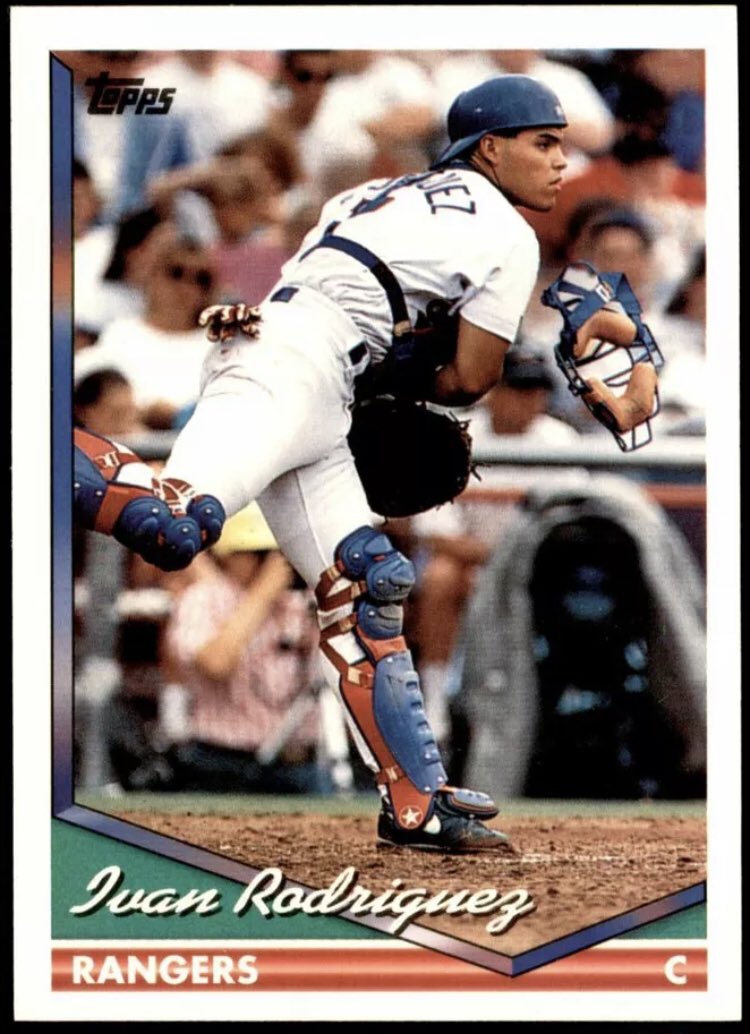 CardboardHistry's tweet photo. Recently retired #Giants C @BusterPosey just won #ComebackPOY &amp; will be a #HOFer. But will he be a 1st ballot HOF catcher? That’s rare air: only two EVER! #Reds icon &amp; 2x #MVP @JohnnyBench_5 in ‘89 was fittingly the 1st, &amp; #Rangers &amp; #Tigers 13x GGer @Pudge_Rodriguez in ‘17.🐐🐐 https://t.co/4wfr3Sxzwz