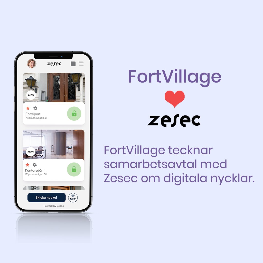 FortVillage tecknar samarbetsavtal med Zesec om digitala nycklar. Nu tar vi nästa steg och digitaliserar nycklarna med! 🔑