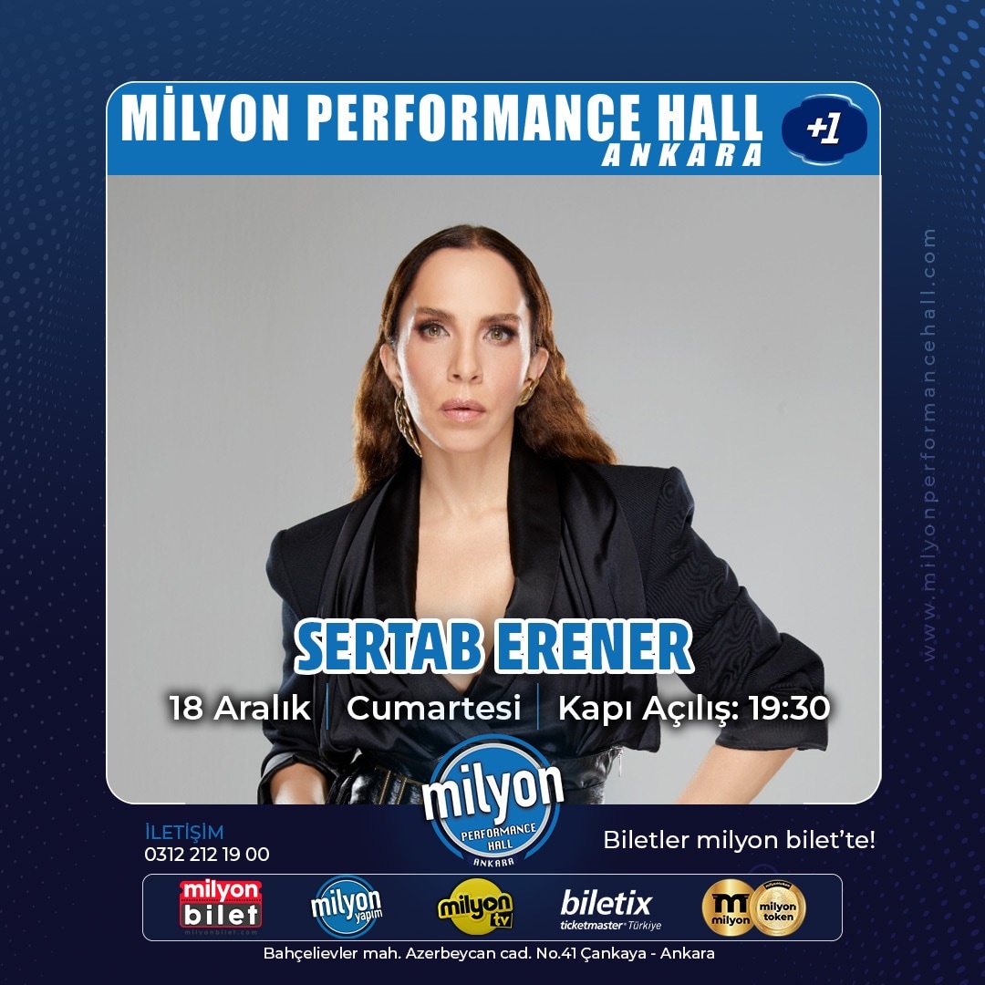 Milyon Performance Hall (@milyonhall) on Twitter photo Sertab Erener 18 Aralık'ta Milyon Performance Hall ANKARA'da!
<a href="/sertaberener/">Sertab Erener</a>
Biletler:
📍<a href="/milyonbilet/">milyonbilet</a> APP, milyonbilet.com'da ve Biletix'te!
📞0312 212 1900
#MilyonPerformanceHall #MilyonYapım #ArtıBir #Artı1 #MilyonBilet #AnkaraEtkinlik #MilyonToken #sertaberener Sertab Erener 18 Aralık'ta Milyon Performance Hall ANKARA'da!
<a href="/sertaberener/">Sertab Erener</a>
Biletler:
📍<a href="/milyonbilet/">milyonbilet</a> APP, milyonbilet.com'da ve Biletix'te!
📞0312 212 1900
#MilyonPerformanceHall #MilyonYapım #ArtıBir #Artı1 #MilyonBilet #AnkaraEtkinlik #MilyonToken #sertaberener