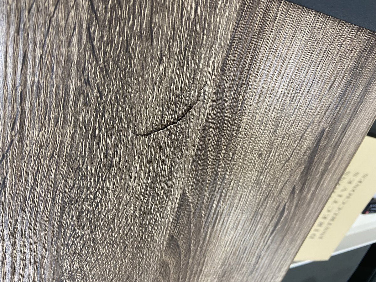sean_Region3's tweet photo. @CanadianTire paid full price for a damaged product! I’m disappointed to say the least as it’s on the desk top! #dobetter https://t.co/5D5O0GbqfV