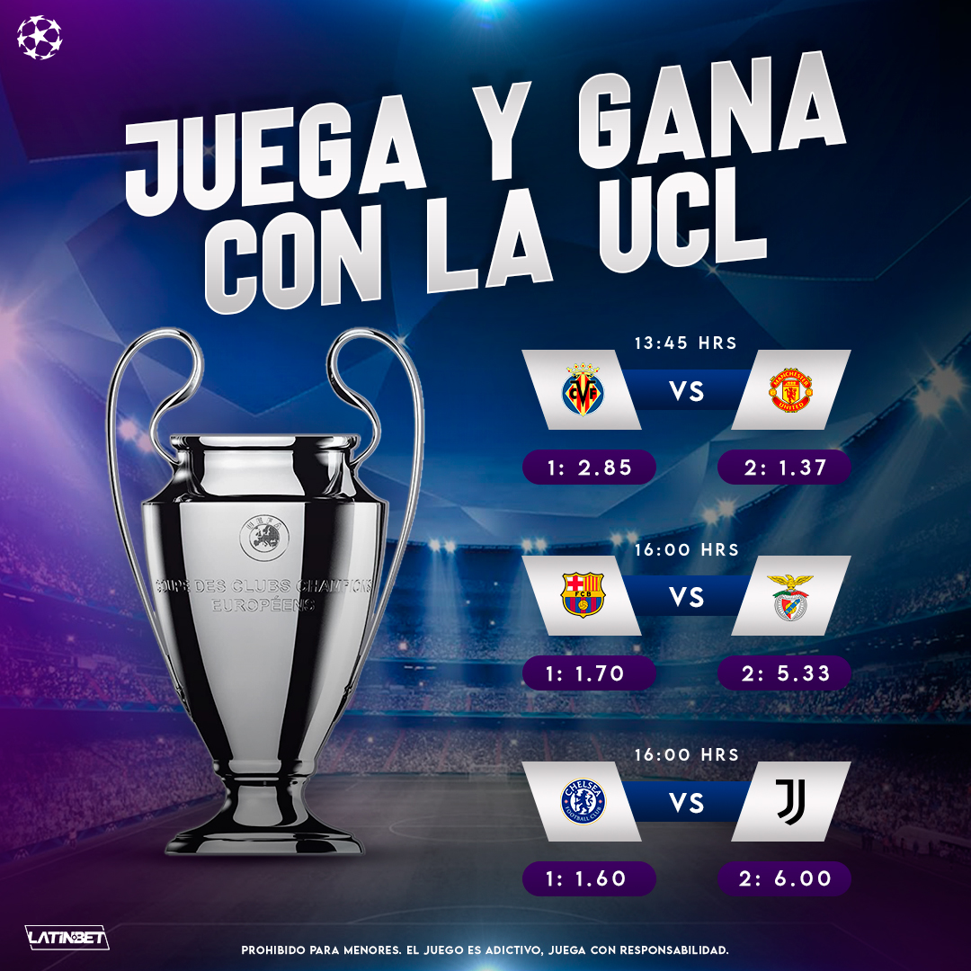 LATINbet's tweet photo. Jornada #5 de la Champions League 🏆

Una semana decisiva para algunos equipos que darán todo en la cancha para poder clasificar. 🔥

Es tu oportunidad para JUGAR y GANAR apostándole a tus favoritos en #LatinBET. 💰

#UCL #ChampionsLeague https://t.co/7r48ej5ATz