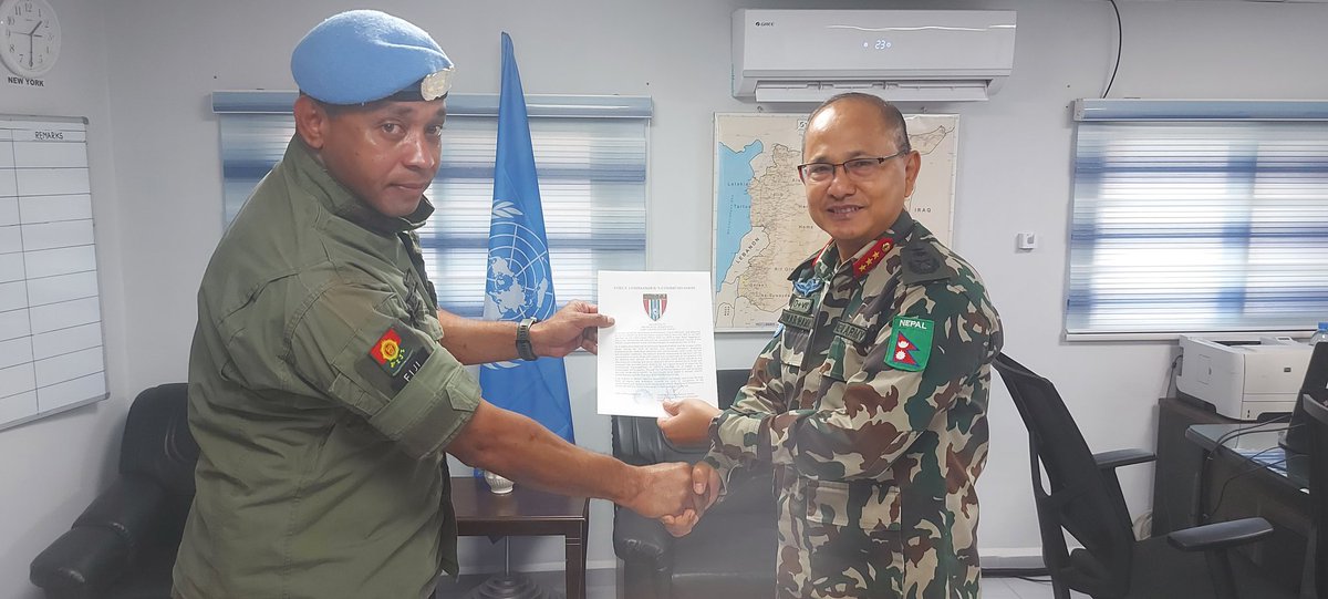 TNatuva's tweet photo. Massive Congratulations to Major Nagatalevu for being recognized and awarded the  @UNDOF FC commendation. Spent two years in mission as Chief LO. Great achievement for the @Rfmf_Media Bravo Zulu Snake.
@nabete_aseri https://t.co/enMdZYCaBT