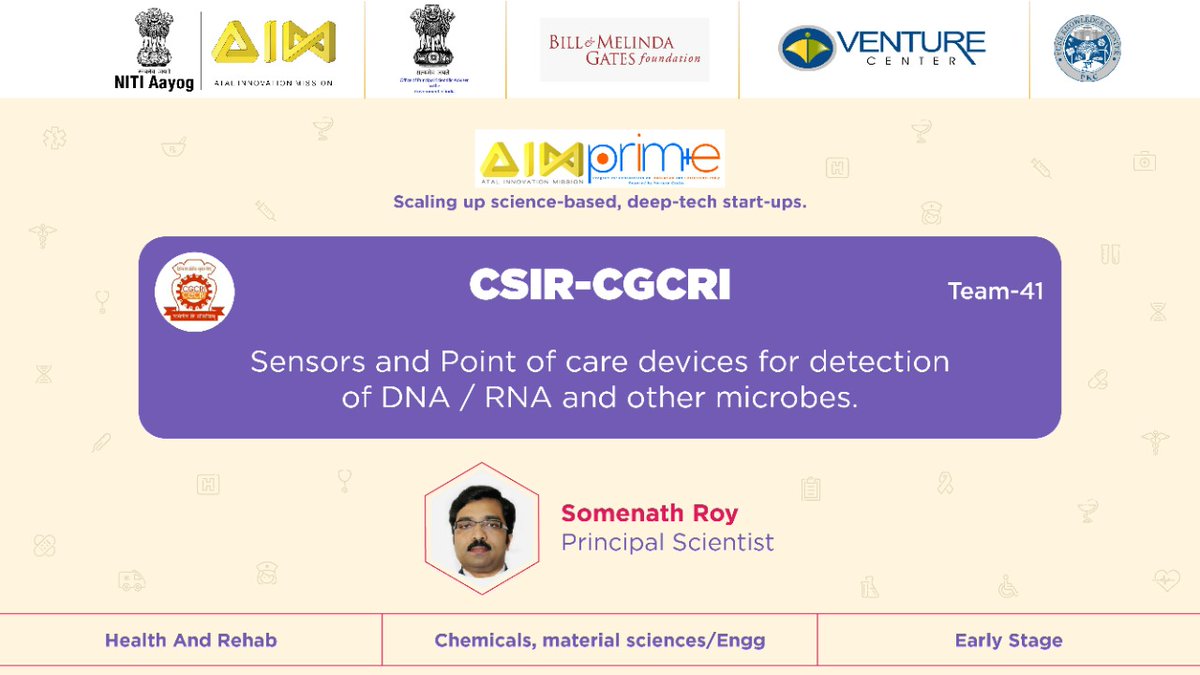 AIMtoInnovate's tweet photo. AIM, @venture_center & @BMGFIndia introduces 4th Faculty Entrepreneur Somenath Roy from CSIR-CGCRI under the #AIM_Prime program.
To get more insights about the program, live sessions, mini-project - https://t.co/AebzpXfHMW
To know more details -https://t.co/kakbMPuy56 https://t.co/iayPpiEQdc