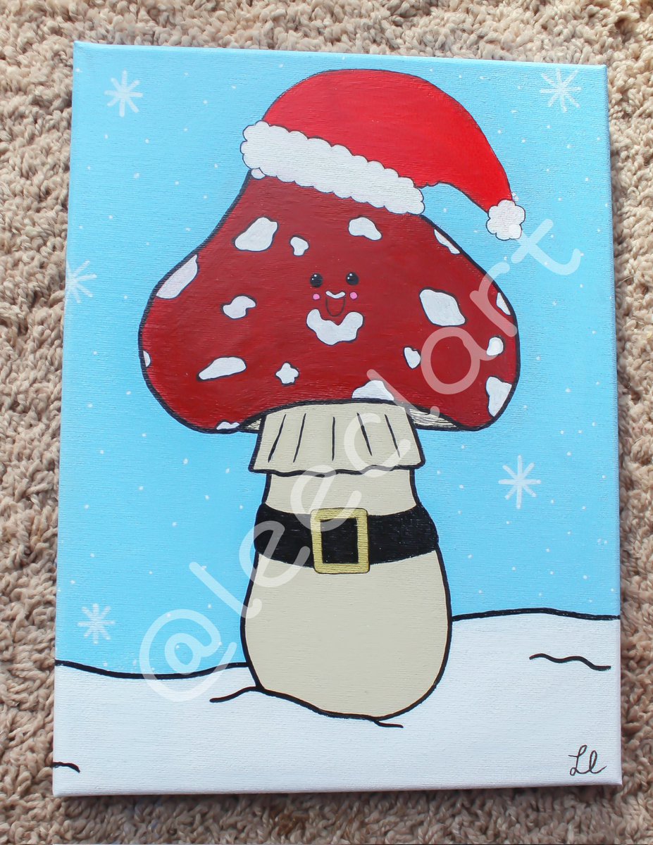 leeclart's tweet photo. 8inx10in mushroom holiday painting now up on my etsy! All purchases are helping to support my top surgery🥺 https://t.co/4PiW4V3dTp