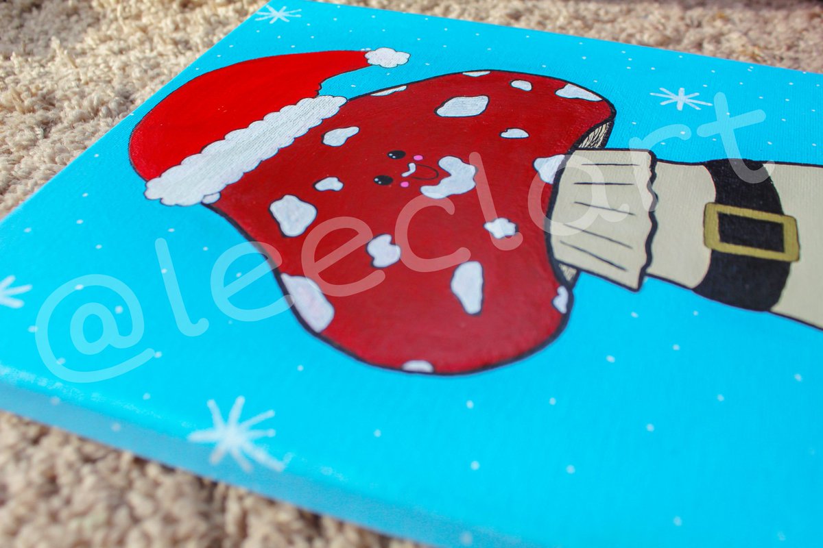 leeclart's tweet photo. 8inx10in mushroom holiday painting now up on my etsy! All purchases are helping to support my top surgery🥺 https://t.co/4PiW4V3dTp