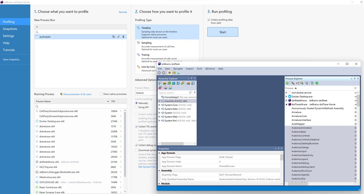 @daveaglick @demisbellot <a href="/hhariri/">Hadi Hariri</a> <a href="/AvaloniaUI/">Avalonia UI</a> Both! On the product side, examples are in the current @dotTrace and <a href="/dotmemory/">JetBrains dotMemory</a> current homescreens (and more being done) - <a href="/dotPeek/">JetBrains dotPeek</a> to check the running process