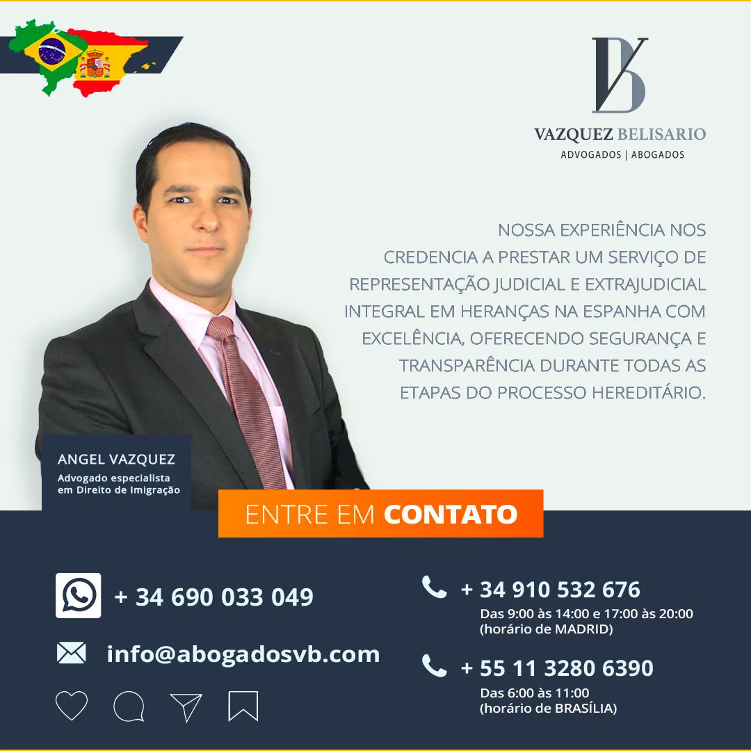 VBespanha's tweet photo. 🇧🇷 Processo hereditário na Espanha 🇪🇸  
Leia + sobre este assunto: https://t.co/NGAOF3nBid
Dúvidas: WhatsApp: +34 690 033 049 ou info@abogadosvb.com⠀⠀
Estamos aqui para atender você com excelência. ⠀⠀⠀
#espanhaadvogados #herancanaespanha #brasileirosnaespanha #espanha https://t.co/kx3WTLn77x