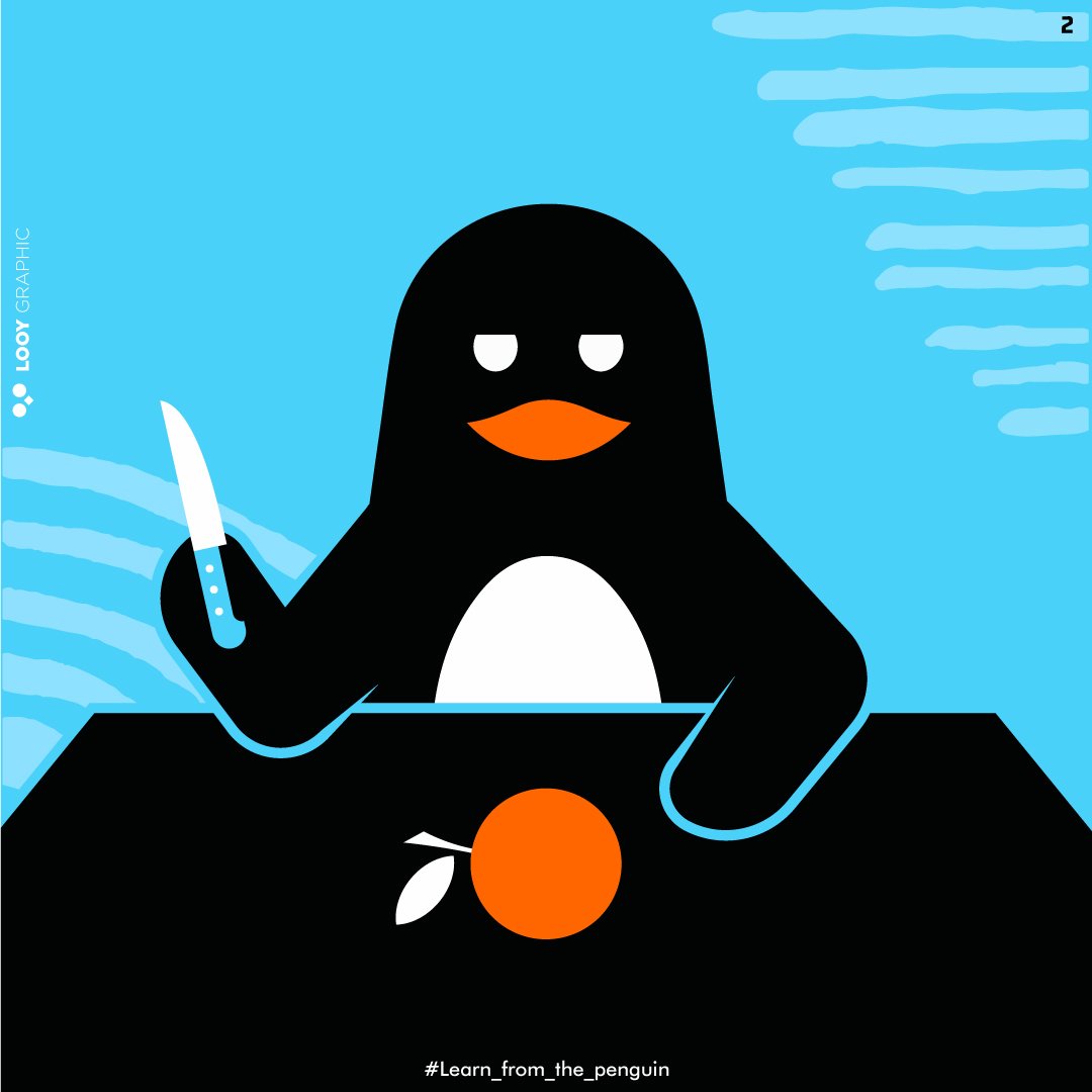 Looy_sn's tweet photo. Couper une orange en deux, c'est tellement simple ! 
#learn_from_the_penguin https://t.co/QGrP50CLr3