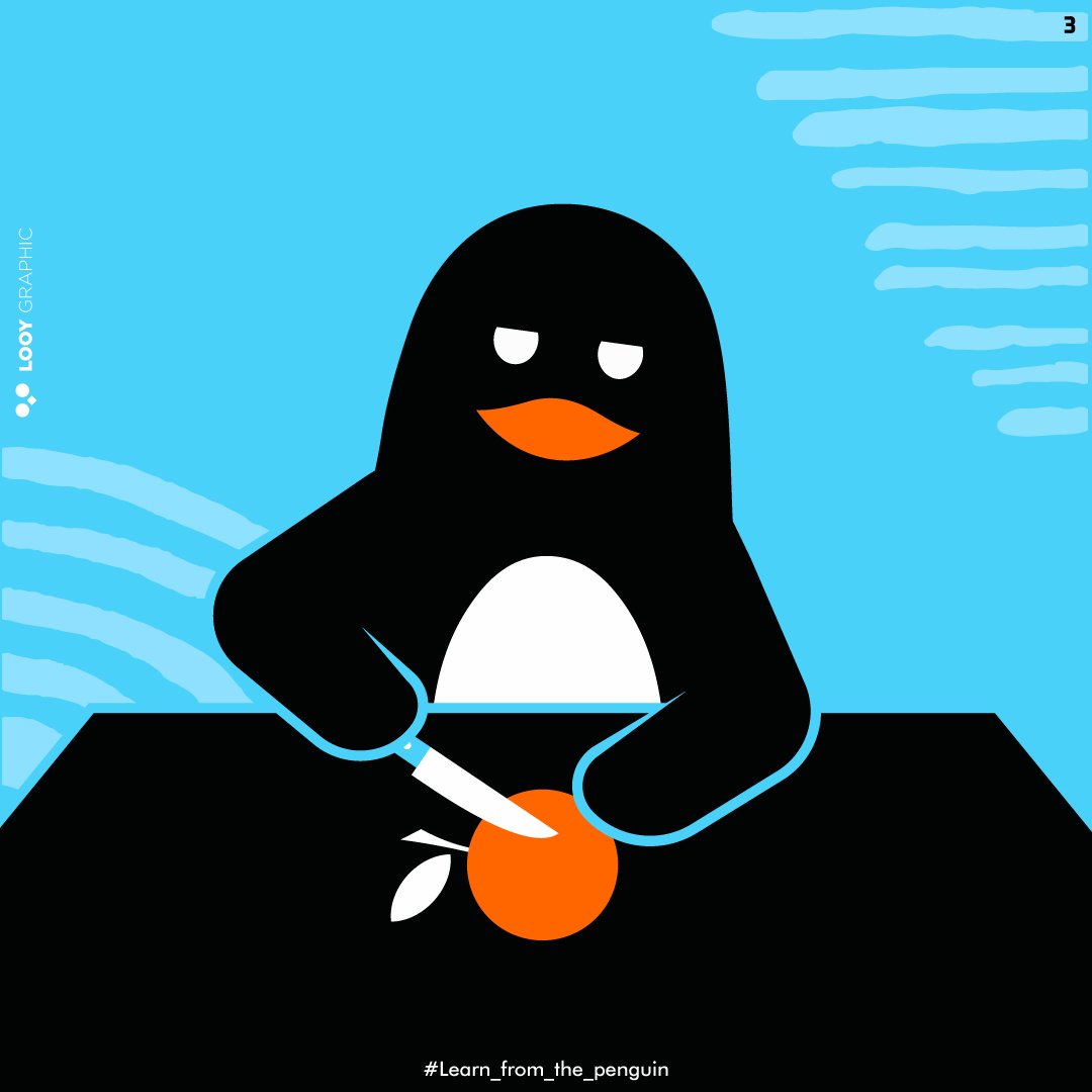 Looy_sn's tweet photo. Couper une orange en deux, c'est tellement simple ! 
#learn_from_the_penguin https://t.co/QGrP50CLr3