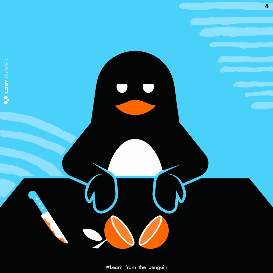Looy_sn's tweet photo. Couper une orange en deux, c'est tellement simple ! 
#learn_from_the_penguin https://t.co/QGrP50CLr3
