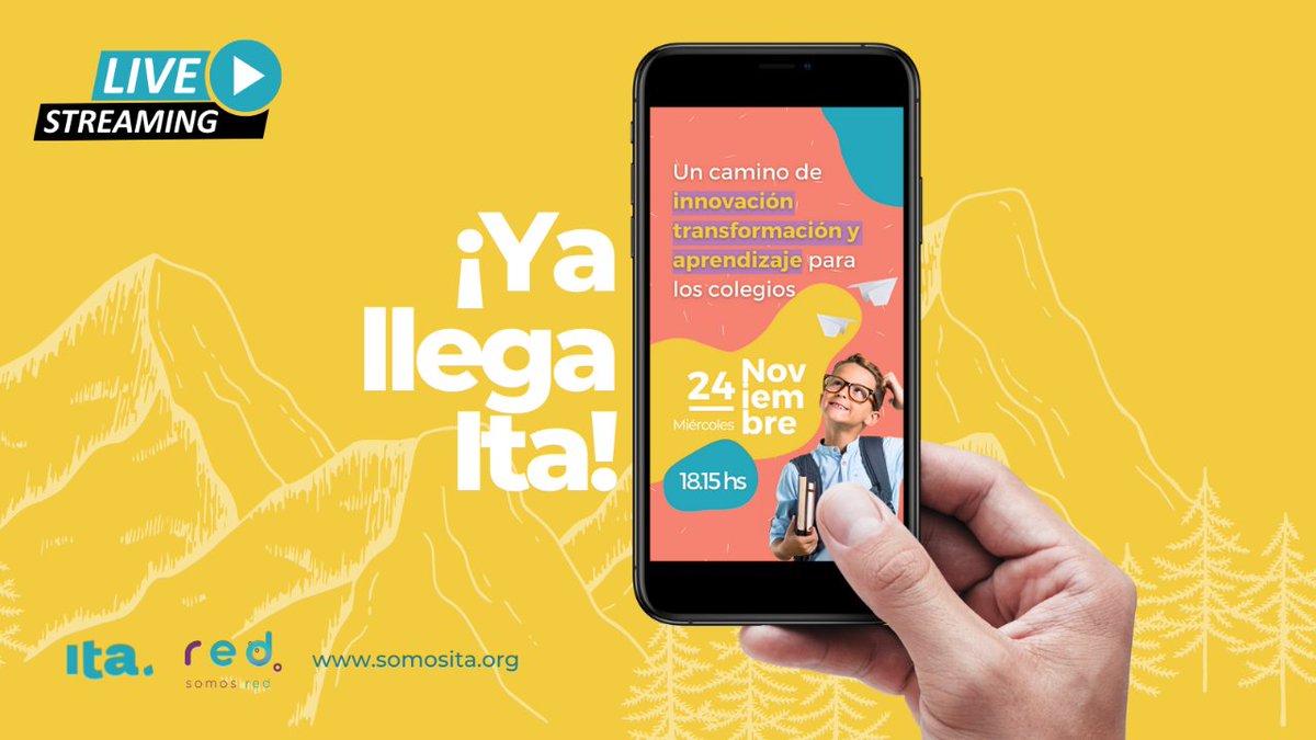 redsomosred's tweet photo. 📢 Sumate al lanzamiento de Ita, un método de gestión e innovación para toda la comunidad educativa.
📆 ¿Cuándo? Mañana a las 18.15 hs por nuestro canal de youtube. Mirá toda la agenda acá: https://t.co/aUPR9bk2Gm

¡Sé parte del cambio educativo! https://t.co/r3ygq1MKqc