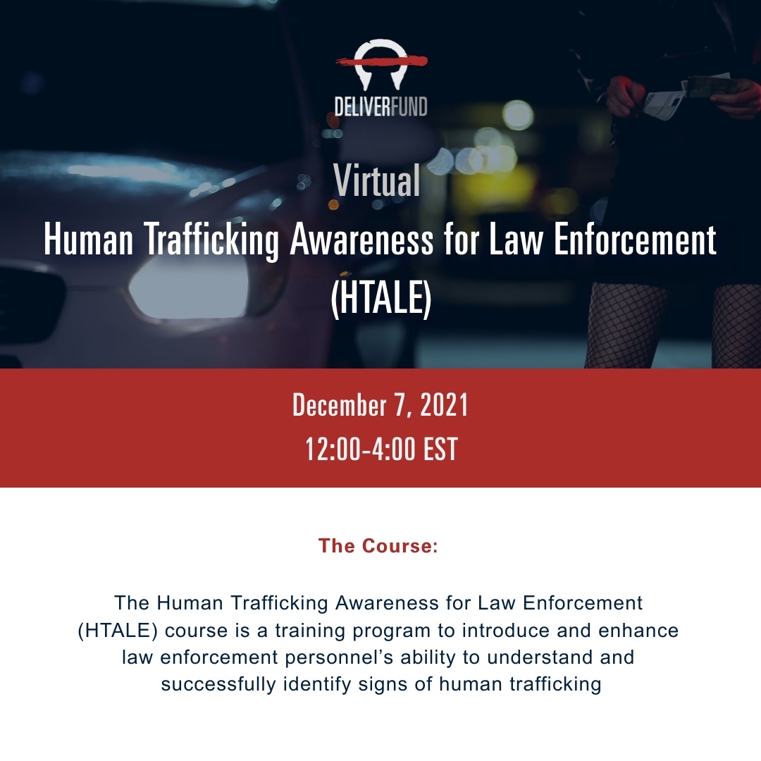DeliverFund's tweet photo. In two weeks! DeliverFund will be having our last HTALE course of the year to help law enforcement understand and identify indicators of #HumanTrafficking.

Register via the link below or encourage those you feel would benefit from the training to attend.

https://t.co/KAjK83UlHW https://t.co/UlZESH6Zlh