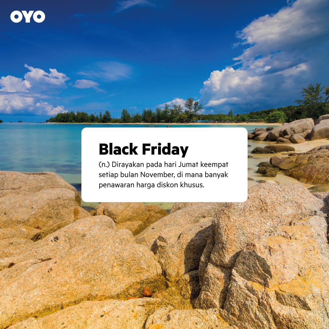 oyoindonesia's tweet photo. Berarti 2 hari lagi yah🤨⁣
⁣
Black Friday, sebuah fenomena yang ramai dirayakan secara internasional sekarang mulai merambah ke Indonesia juga loh! Siap kedatangan diskon besar besaran? Pantau terus aplikasi OYO yaa🤳🏻⁣
⁣⁣
#OYOSafecation #OYOIndonesia https://t.co/sdsjagGFCG