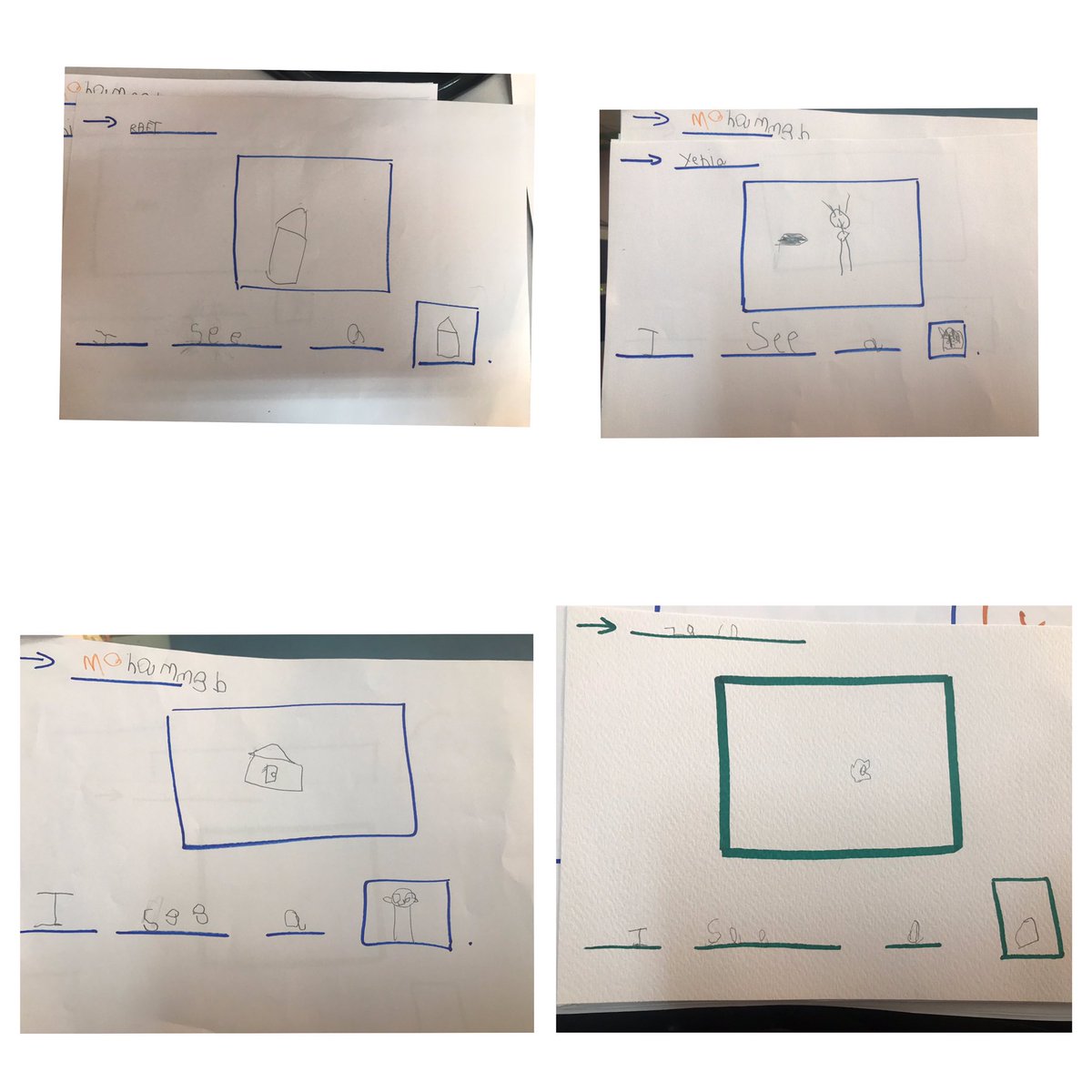 Darineyassine's tweet photo. KG3C learners had the chance today to choose one thing&amp;write abt it a complete sentence using the sight words #See #I #a  #Proud of my little risk_takers  #Writing_individually #Enthusiastic learners #Voice #Choice #Agency @Hhhsinfo @DaraziFarah @TawilNoor @tbaassiri @Danadanab1 https://t.co/nllZdRJlM9