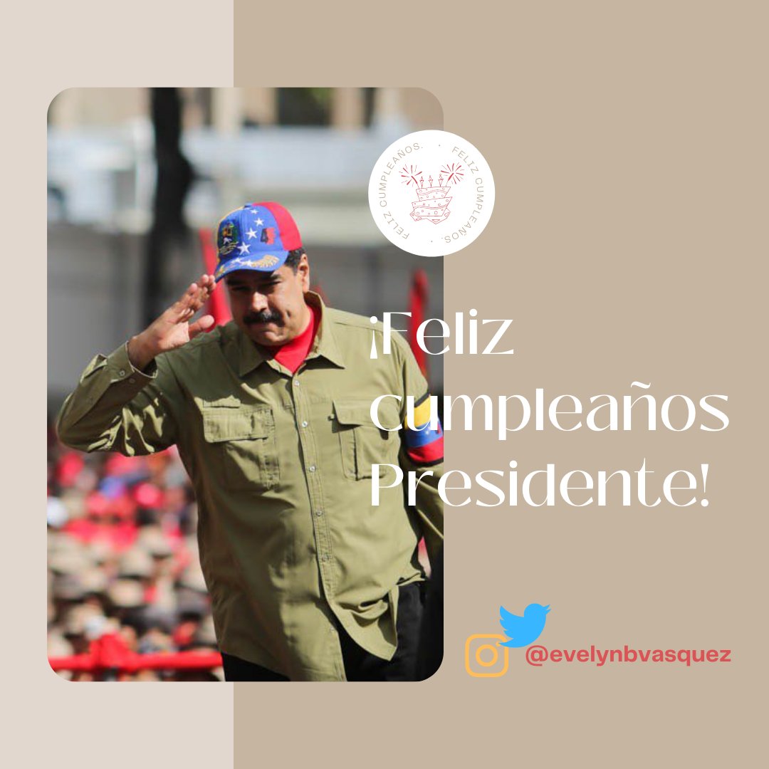 Feliz cumpleaños Presidente <a href="/NicolasMaduro/">Nicolás Maduro</a>, pido al Dios Padre que lo siga protegiendo y llegando a Usted las Bendiciones Infinitas del Universo, que le dé una vida de salud plena y sabiduría para continuar concretando las Victorias de La Paz y La Vida para el pueblo!