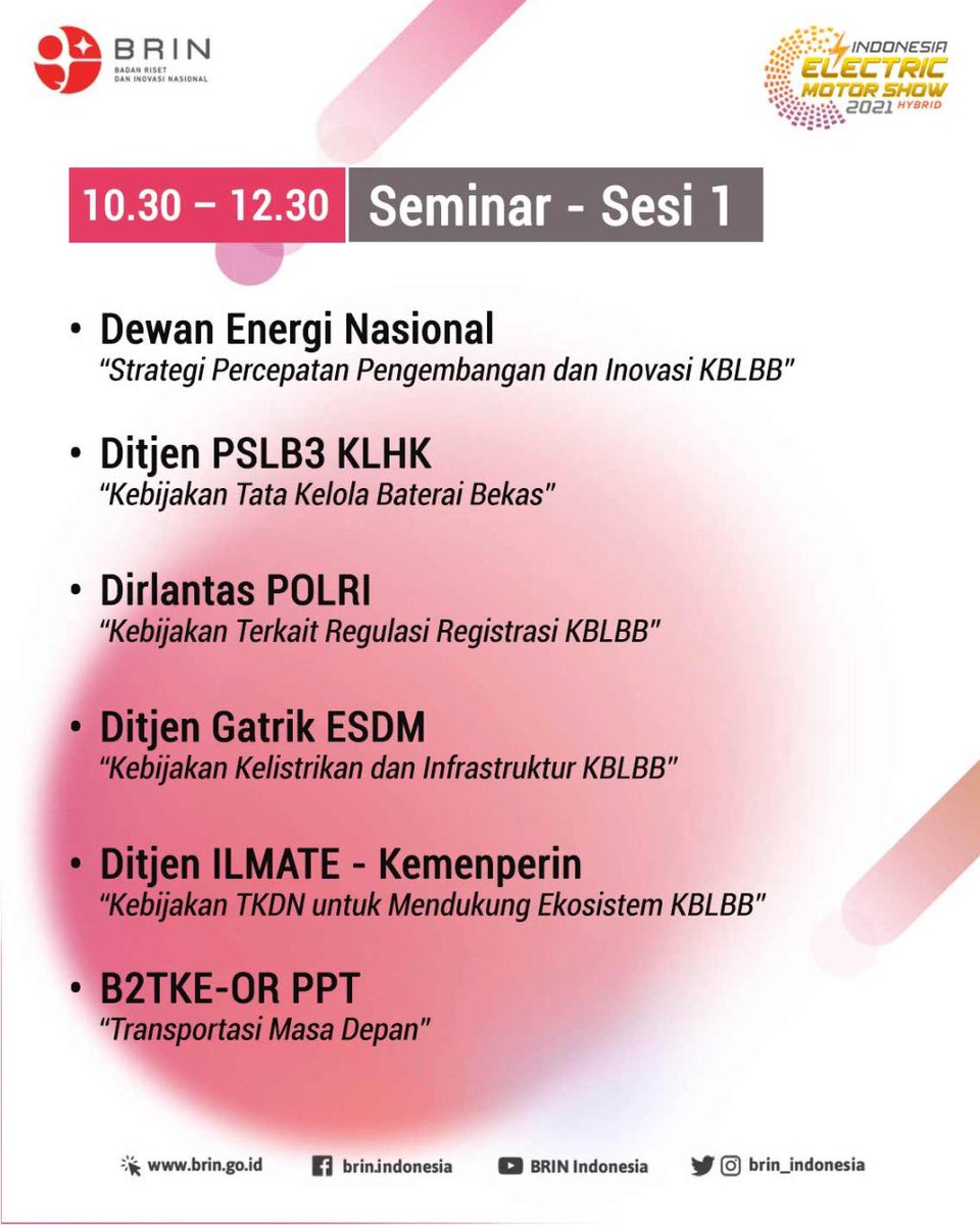 brin_indonesia's tweet photo. Saksikan Live Virtual Opening Ceremony Indonesia Electrik Motor Show 2021 pada Rabu, 24 November 2021, Pukul 08.30 WIB melalui kanal Youtube BRIN Indonesia. Jadwal Acara dan cara pendaftaran untuk mengikuti IEMS 2021 ini dapat dilihat pada infografis berikut.

#IEMS2021 https://t.co/02QZC9ZbKH