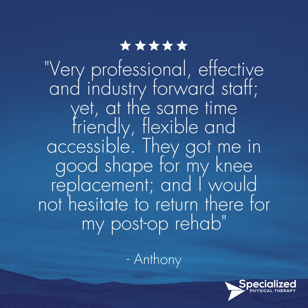 SpecializedNJ's tweet photo. 🏋🏼‍♂️  Pre-hab or post-rehab, we're here to help you achieve your goals.
~
#testimonialtuesday #kneestrength #kneesurgery #determination #discipline #persistence #toughness #effort #recover #smartrecovery
#perseverence #neverquit #rehab #prehab #sportstherapy #choosept #sportsrehab https://t.co/ZK1sBVNb6o