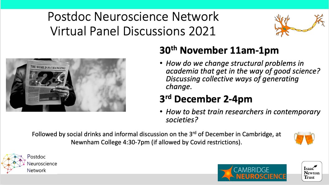 🚨#PNNAnnualPanelDiscussions🚨 : one week to go before the event! 
We are very excited to share this great with you! 
Pdocs and PhD students welcome!
Register here: tinyurl.com/34cpsa3w
Looking forward to see you there!🔬👩‍🔬👨‍🔬🍻
With <a href="/CamNeuro/">Cam Neuroscience</a> 
@Postdoc_Academy <a href="/CamBrainCNS/">CamBrainCNS</a>