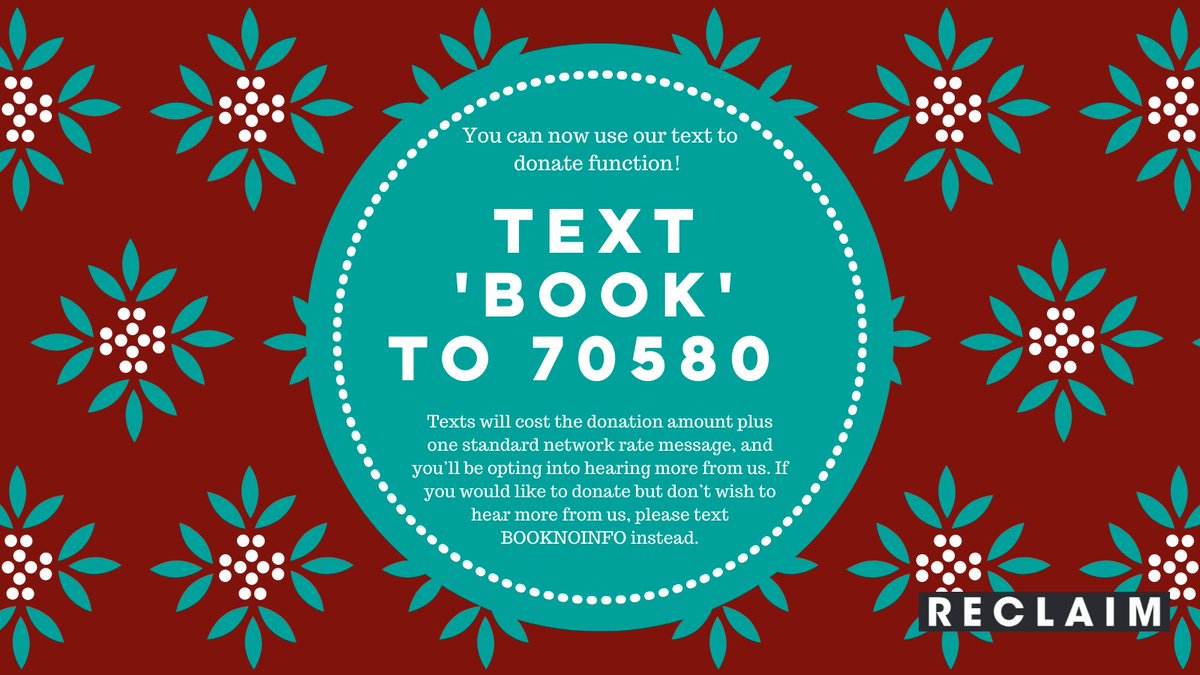 RECLAIMproject's tweet photo. #READclaim 📘 now has a text to donate function!
📲 Text BOOK to 70580 to donate £10! https://t.co/jdzotHyARU