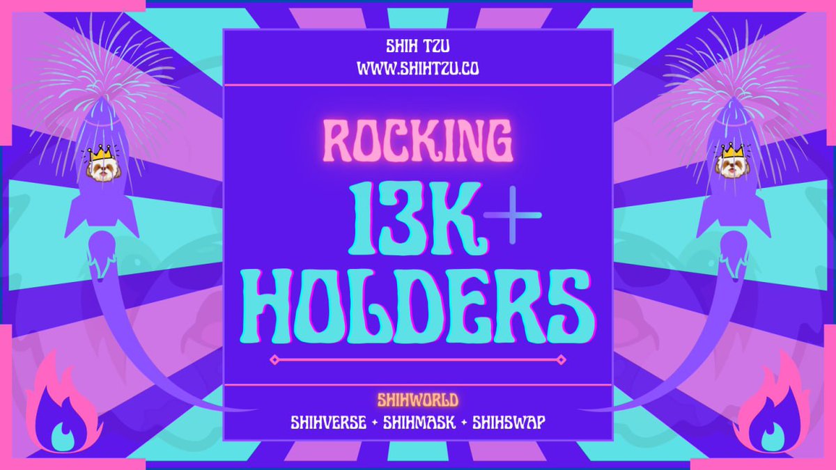 ShihTzuToken's tweet photo. Congratulations #ShihArmy for reaching over 13k hodlers! #ShihWorld is forever expanding! 🚀 https://t.co/ZaPkUJwHEA