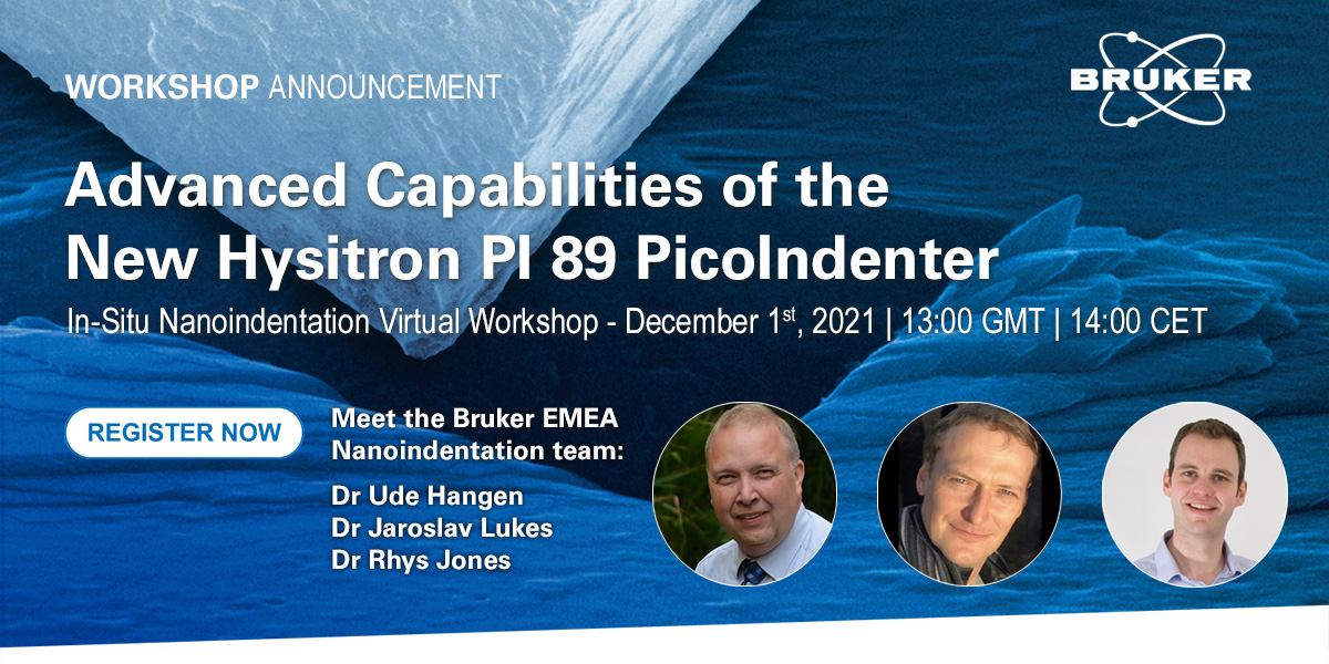 BrukerNano's tweet image. Join in and see the newest instrument, #Hysitron PI 89 PicoIndenter inside a Scanning Electron Microscope, live in action! To discover new features and learn about basic and advanced techniques👉 bit.ly/3nJ8ihI

#nanomechanicaltesting #materialsscience #nanoindentation