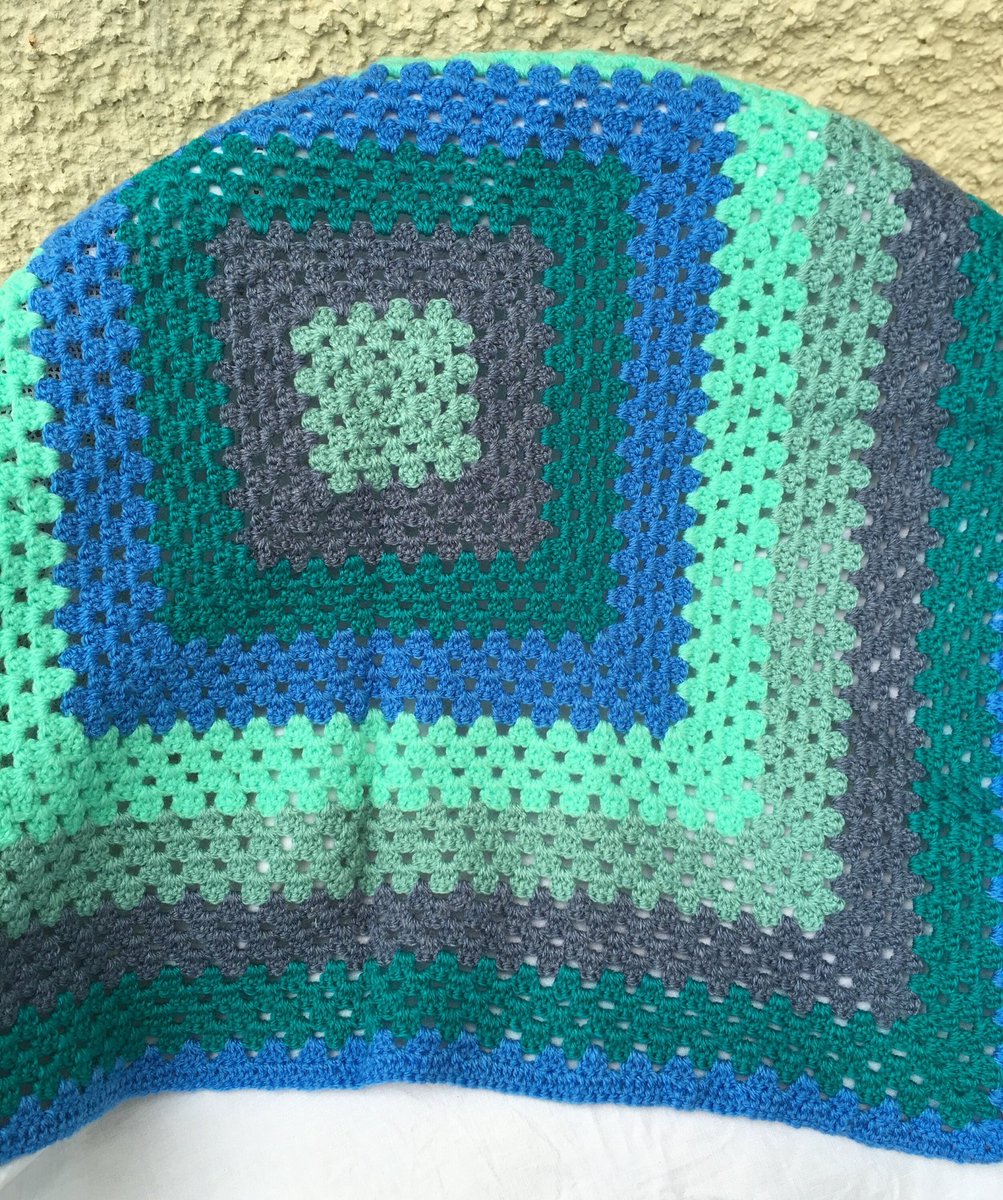 Excited to share this item from my #etsy shop: SALE Vintage Look Ocean Shades Crochet Granny Square Blanket 26" £14.99 etsy.me/2ZgfbxP