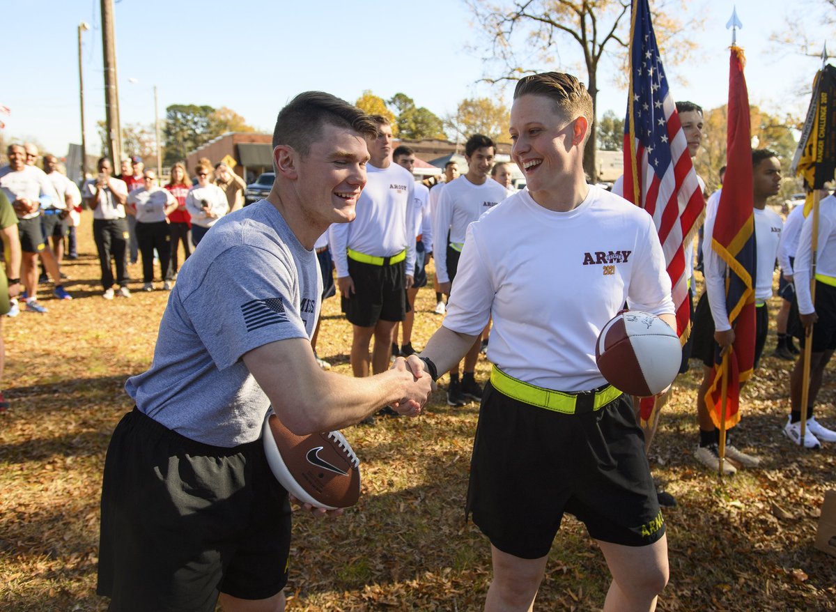 OleMiss's tweet photo. Yesterday, Ole Miss Army ROTC Cadets delivered the game ball for the 2021 Egg Bowl to Mississippi State Cadets. It’s less than 60 hours till kickoff.. Are you ready!? #HottyToddy 

📸 - @olemissphoto https://t.co/j9d5nOgGlP