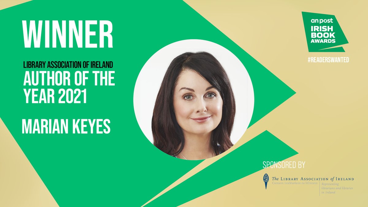 PenguinIEBooks's tweet photo. We are delighted that @MarianKeyes has won The Library Association of Ireland Author of the Year 2021 at the @AnPostIBAS. Congratulations🎉 #AnPostIBAS https://t.co/UYyzrG2fyz