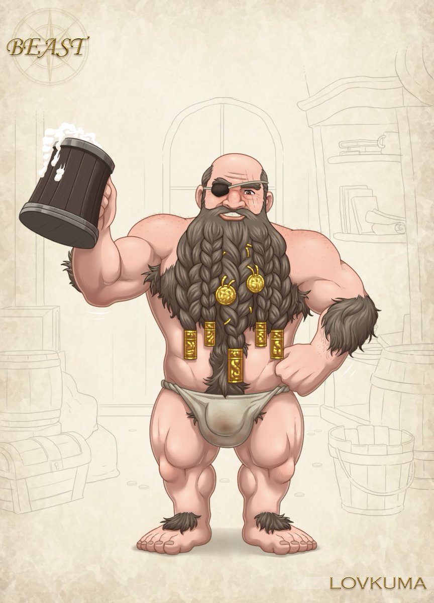 Lovmykuma's tweet photo. BEASTS - Marcus Miles
Starting with the least known of them. Marcus Miles, or as he prefers to be called, The Beast of the Sea, is one of the main characters in the game Divinity Original sin 2. He is a very chatty dwarf, a manly daddy with a sumptuous beard and a man of the sea. https://t.co/bwS4tByAIW