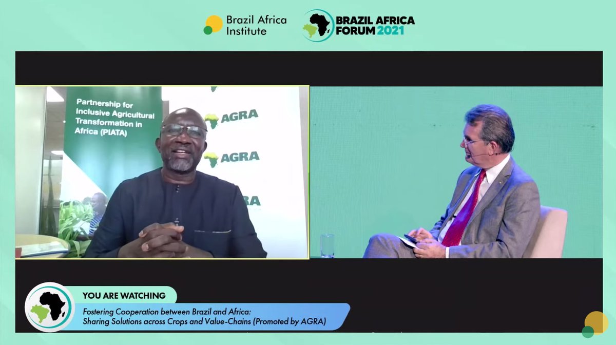 "The value chain of soy, the technology transference .... We started this partnership, but we can go beyond. We can exchange knowledge in several other value chains." - Mr. Fadel Ndiame

@AGRAAlliance #BAF2021 #BrazilAfricaForum
