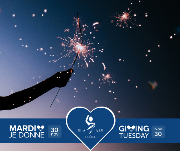 Dans une semaine, joignez-vous au mouvement de générosité #MardiJeDonne.
Faites un don le 30 novembre et pendant le mois de décembre et nous jumelerons votre don.
Chaque don est une étincelle d'espoir pour la communauté de la SLA. ✨
#MardiJeDonne #IciOnDonne #VaincreLaSLA