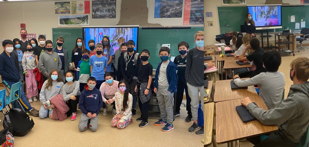 srstevejackson's tweet photo. I'm grateful for parent visitors on Human Rights Day!  Tanya Meyers (Venezuela), Yeniley Winfrey (Cuba), and Patrick Forray (Argentina) brought Spanish to life as they spoke about growing up in Latin America.  #scarsdalemspride #scarsdaleWL https://t.co/enqwCGAq7g