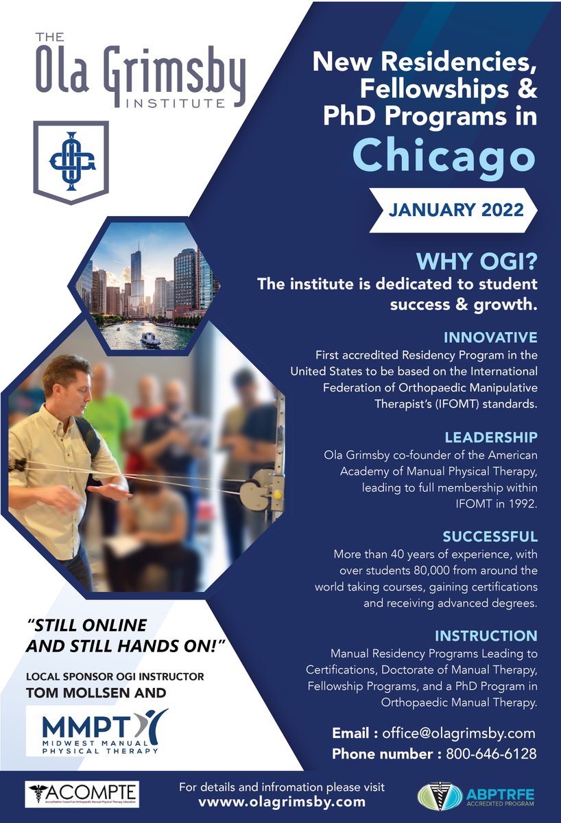 Sponsored Post:
The Ola Grimsby Institute presents their 2022 Orthopedic Manual Therapy Programs | Chicago, Illinois January 2022 

More information:
olagrimsby.com/newsletter-chi…
tockify.com/ipta.event.cal…