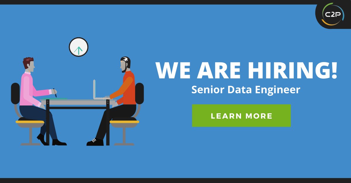 C2POfficial's tweet image. C2P’s team is growing! We’re looking for a #SeniorDataEngineer to join our team in solving problems in a high paced, big data, multi-tenant SaaS environment. Think this is you? Email your resume to Careers@Capture2.com for consideration. Learn more: bit.ly/3oDKJpZ