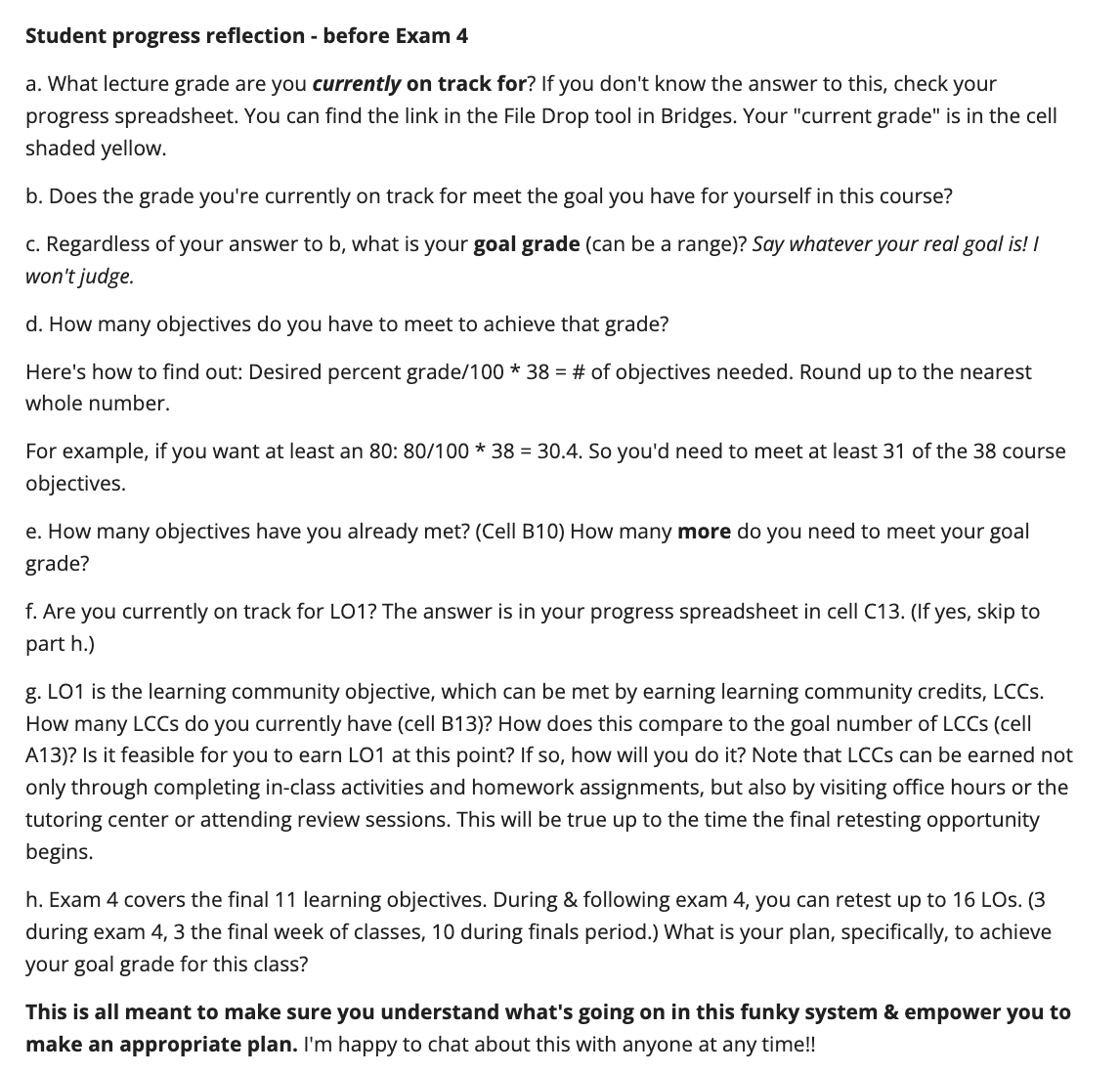 katiemattaini's tweet photo. Student progress reflection for #OutcomesBasedGrading going into the final regular exam of the semester after break. Almost all Ss can still get 100% in lecture at this point. #Grading4Growth #SBG #StandardsBasedGrading
https://t.co/OimNrSbd11 https://t.co/3Stb5P12K9