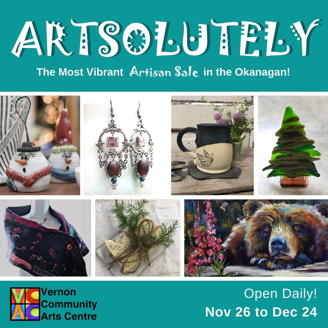 VCAC's tweet image. Artsolutely Artsolutely - Your favourite Okanagan Artisan Sale starts Friday! - mailchi.mp/vernonarts.ca/…