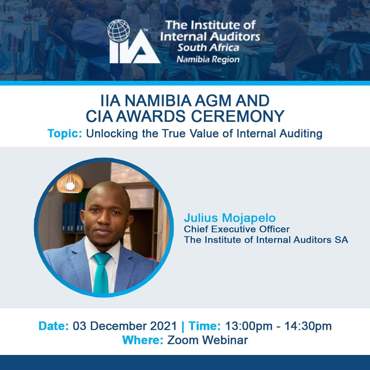 IIANamibia's tweet image. IIA NAMIBIA AGM AND CIA AWARDS CEREMONY
Topic: Unlocking the True Value of Internal Auditing
Click here: cdn.ymaws.com/www.iiasa.org.…  for more info and to register
#IIASA #InternalAuditors