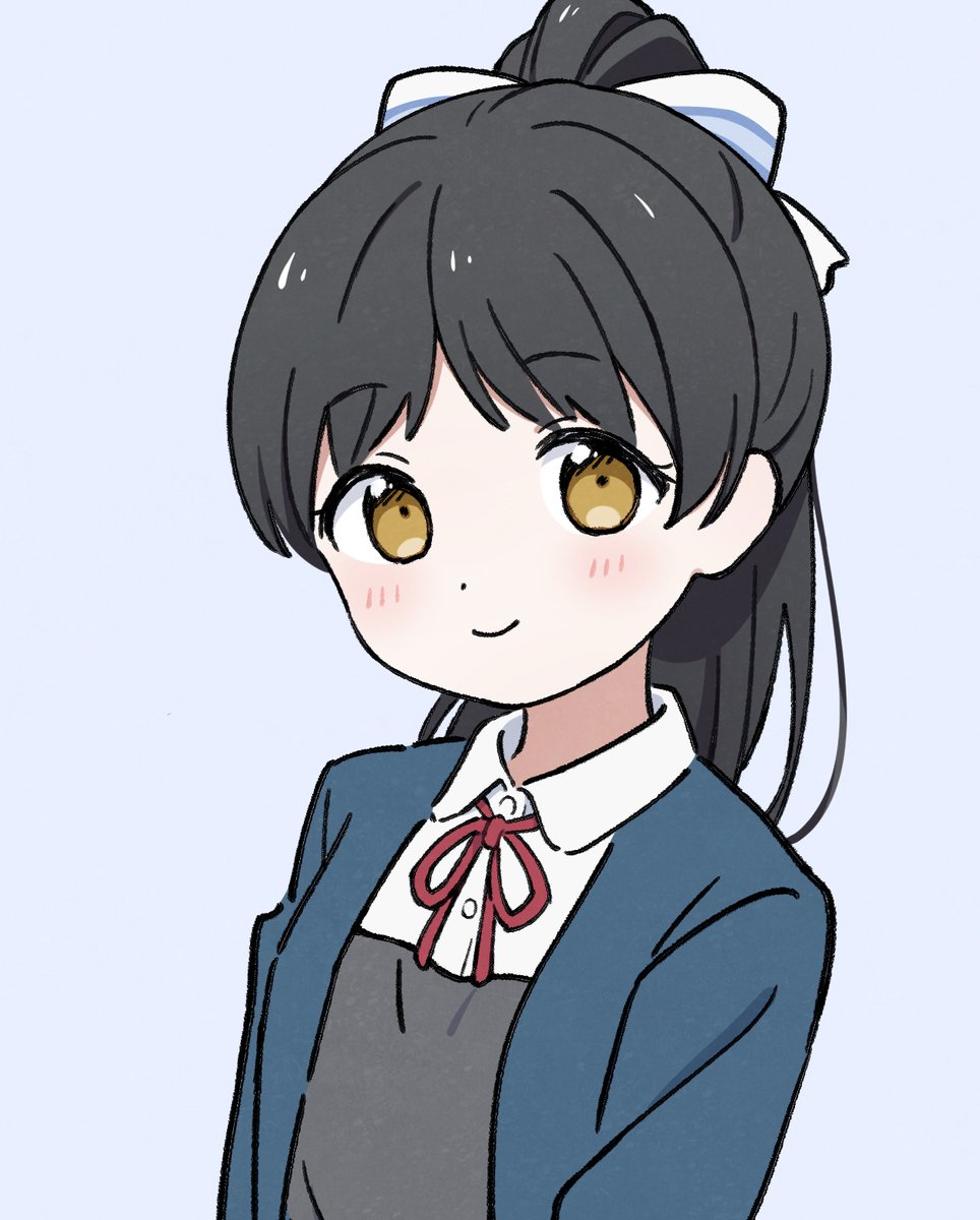 1girl solo black hair school uniform yuigaoka school uniform ponytail blue jacket  illustration images
